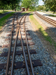 Industrial narrow gauge railway, steam train in Kromlau and Gablenz,