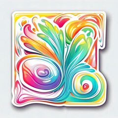 beautiful and colorful abstract sticker isolated on white, Generative AI