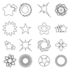 Set of Abstract geometric Y2k shapes trending retro futuristic design elements, infographic shapes. Modern trendy concept with symbols and objects. Retrofuturistic Vector illustration for UI and UX