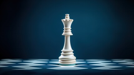 White chess piece on a chess board.