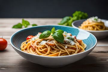 spaghetti with tomato sauce and basil generated by AI