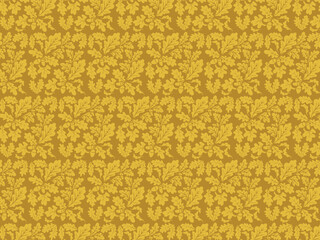 gold oaks leaf seamless pattern for season fabric, decoration, wallpaper and wrapping paper