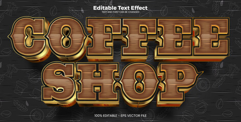 Coffee shop editable text effect in modern trend style