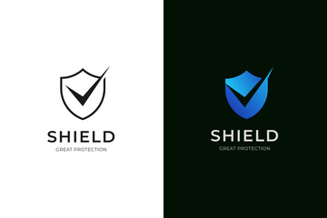 Shield check logo icon design, vector element symbol for right or great protection logo template