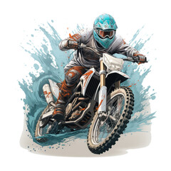 A motorcycle t-shirt design with a time-bending concept, featuring a rider on a motorcycle caught in a time vortex, Generative Ai