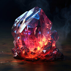 Red crystal philosopher's stone on the black background