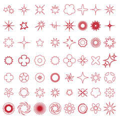 Set of Abstract geometric Y2k shapes trending retro futuristic design elements, infographic shapes. Modern trendy concept with symbols and objects. Retrofuturistic Vector illustration for UI and UX