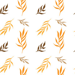 seamless autumn pattern with leaves on a white background