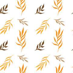 seamless autumn pattern with leaves on a white background