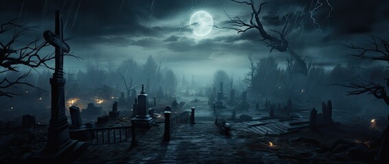 Halloween graveyard background. 