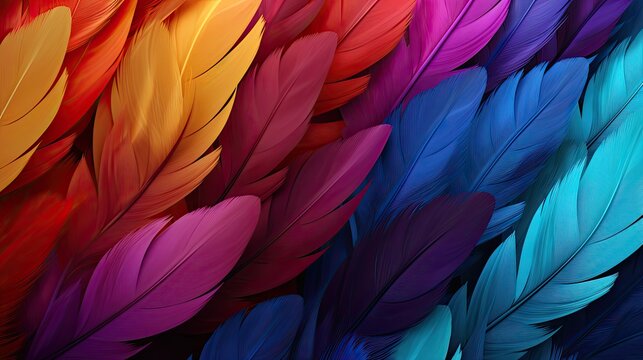 pattern of a rainbow colour feathers