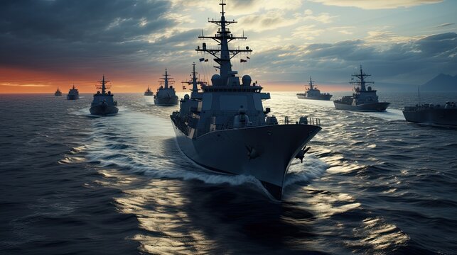 war ships in the sea