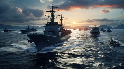 war ships in the sea
