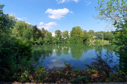 Marne river bank in Maisons-Alfort city