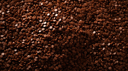 Chocolate sprinkles background. Sweet cocoa flakes. Generative AI