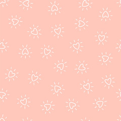 Pink seamless pattern with white hearts