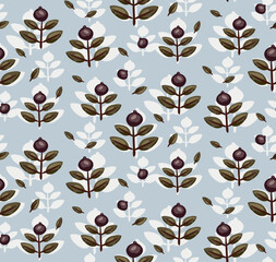 Seamless pattern with purple berry