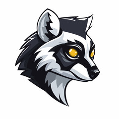 Esport vector logo lemur on white background side view, lemur icon, lemur sticker, lemur head