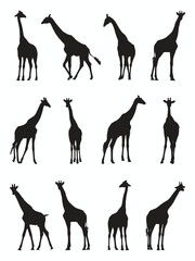 Animals silhouettes vector giraffe silhouette