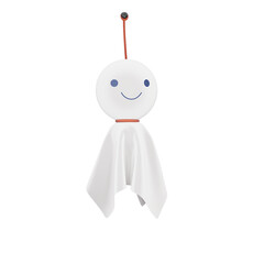 3D illustration, Hanging smile Japanese traditional doll rain or Teru Teru Bozu in blue to stop a rainy day.