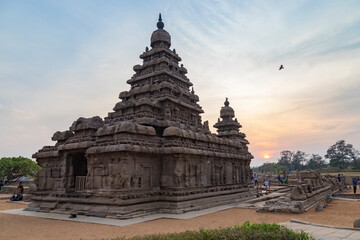 Famous Tamil Nadu landmark, UNESCO world heritage Shore temple, world heritage site in Mahabalipuram,South India, Tamil Nadu, Mahabalipuram