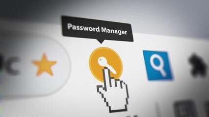 Animated Mouse Cursor Clicking Password Managers Button on Browser. Fictitious Data Created Exclusively for This Concept Footage
- Powered by Adobe