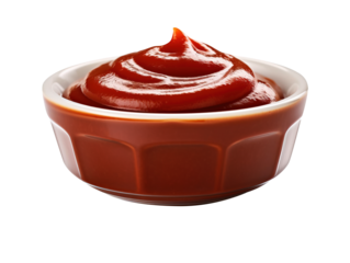 Ketchup, chili sauce in bowl isolated on transparent background