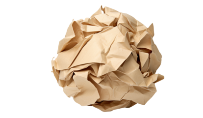 Crumpled paper isolated on transparent background