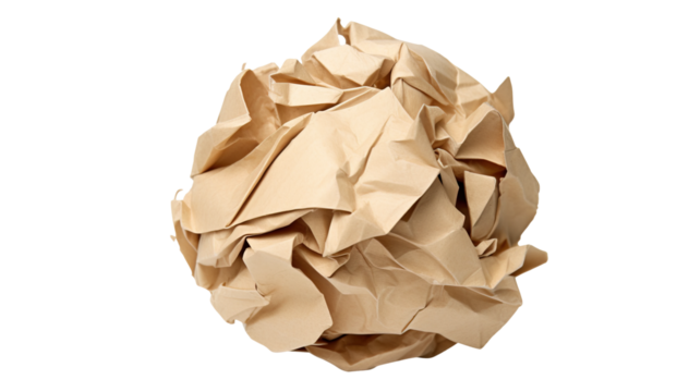 Crumpled paper isolated on transparent background