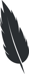 Black quill silhouette. Creative symbol. Bird feather