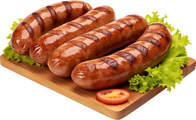 Fried sausage on a transparent background