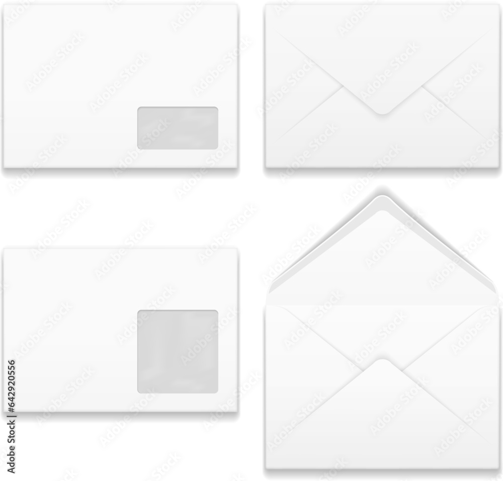 Sticker Letter mockup. Realistic open and closed paper envelope