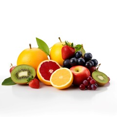 collection of various fruits with white background copy space, ai generative