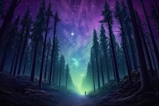 night sky in forest