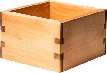 Empty open wooden box. Isolated on a transparent background