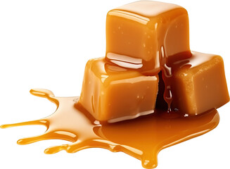 Caramel candies isolated on transparent background