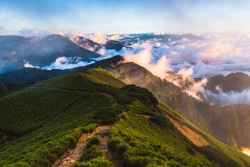sunset over the Mount Hehuan