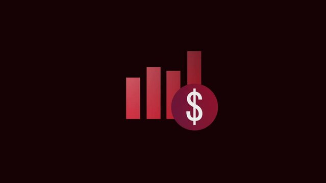 Business Growth sign with dollar icon, Graph Up Icon Looping Animation. k1_969