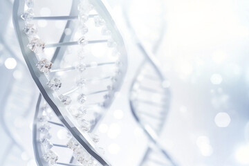 Abstract white background with glass DNA and space for your text
