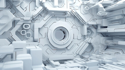 White abstract technological background inside spaceship
