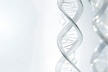 Abstract white background with glass DNA and space for your text