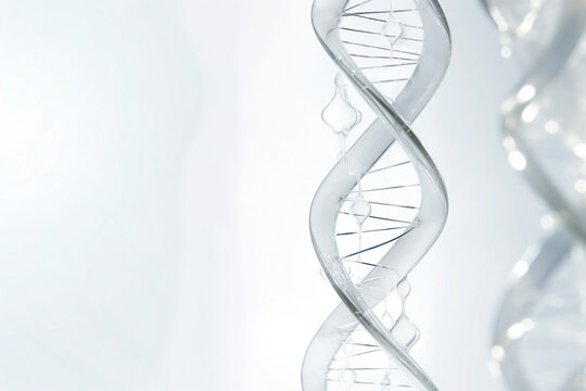 Abstract white background with glass DNA and space for your text
