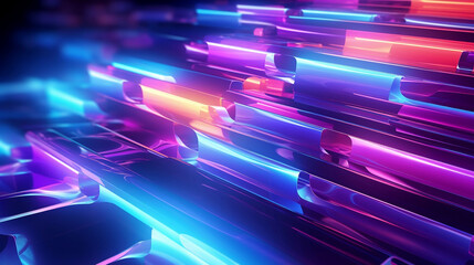 Abstract neon motion background with pink and blue lines