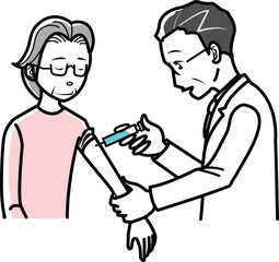 ワクチン接種を受ける高齢者