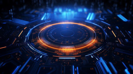 Abstract technology background with a circle electronic component and space for text