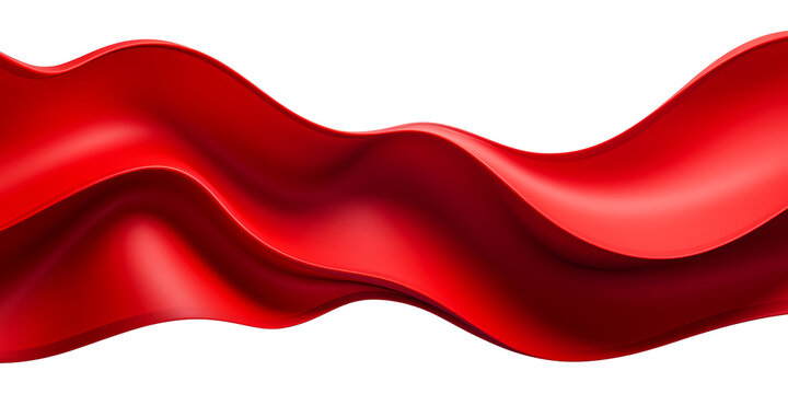 Abstract red wave band isolated on transparent background. Generative AI	
