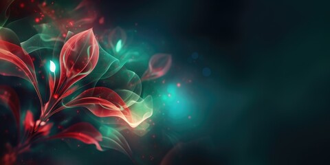 Fototapeta na wymiar Beautiful abstract red and green night photo floral design background banner. beautiful Generative AI AIG32