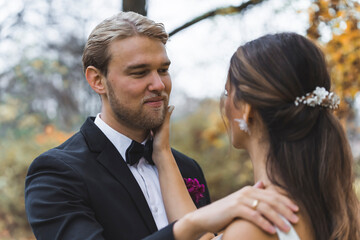 Bride and Groom wedding photography exterior. High quality photo