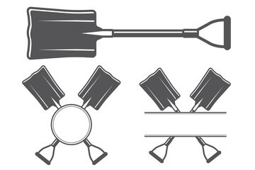 Shovel Vector Monogram, Shovel Silhouette Monogram, Worker elements, Labor equipment, Construction tools Monogram, Clipart, Garden tool Monogram, Shovel