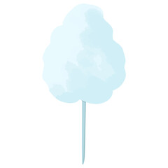 Illustration of cotton candy in watercolor style. Sweet street food for children and adults. Isolated design on a white background.